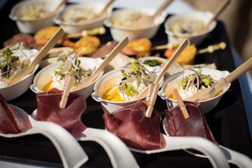 modern buffet hospitality with curated small dishes and elegant food presentation in a hotel setting