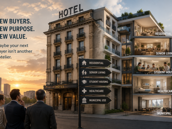 Hotel building representing adaptive reuse and alternative investment opportunities in hospitality real estate